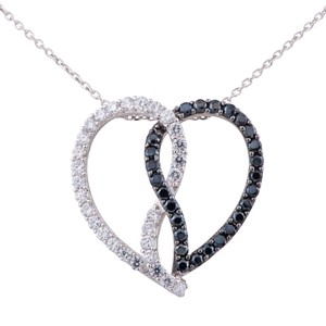 Black and Clear Intertwined CZ Heart Necklace